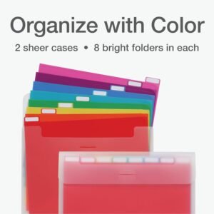 Oxford Portable File Organizer with 8 Plastic Folders, 2 Pack