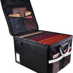 Fireproof Document File Organizer Box with Lock - Portable Safe