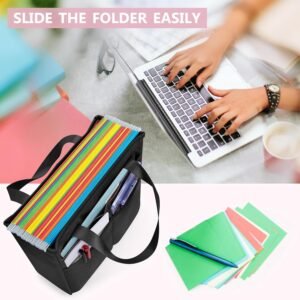 Portable File Folder Tote Bag with Handle - Black