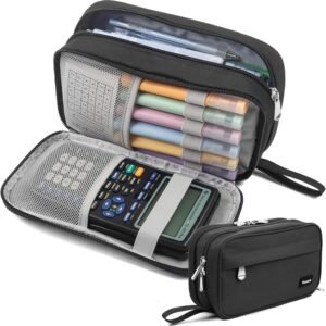 Large Capacity Pencil Case with 3 Compartments for Students