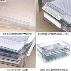 2-Pack Clear Plastic Stackable Storage Box for Documents and Files